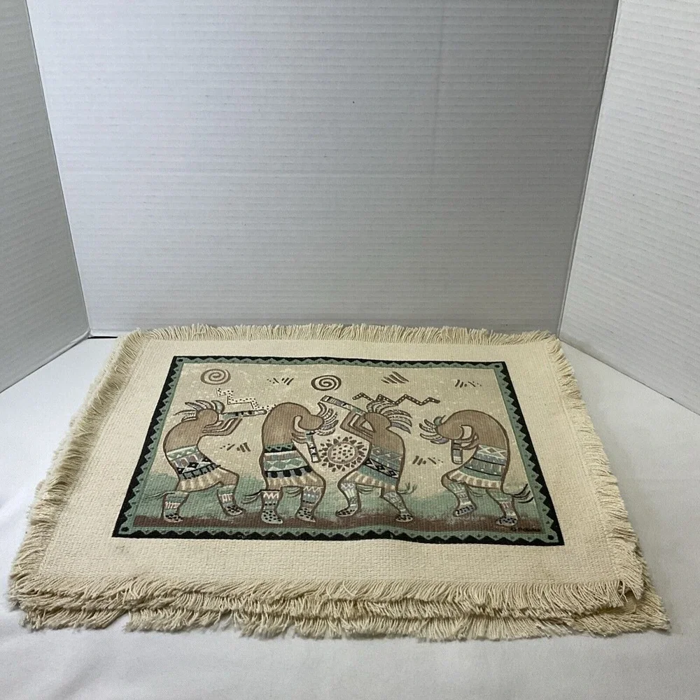 Southwestern Kokopelli‎ Flute Dancing Aztec Jacquard Set Of 4 Placemats